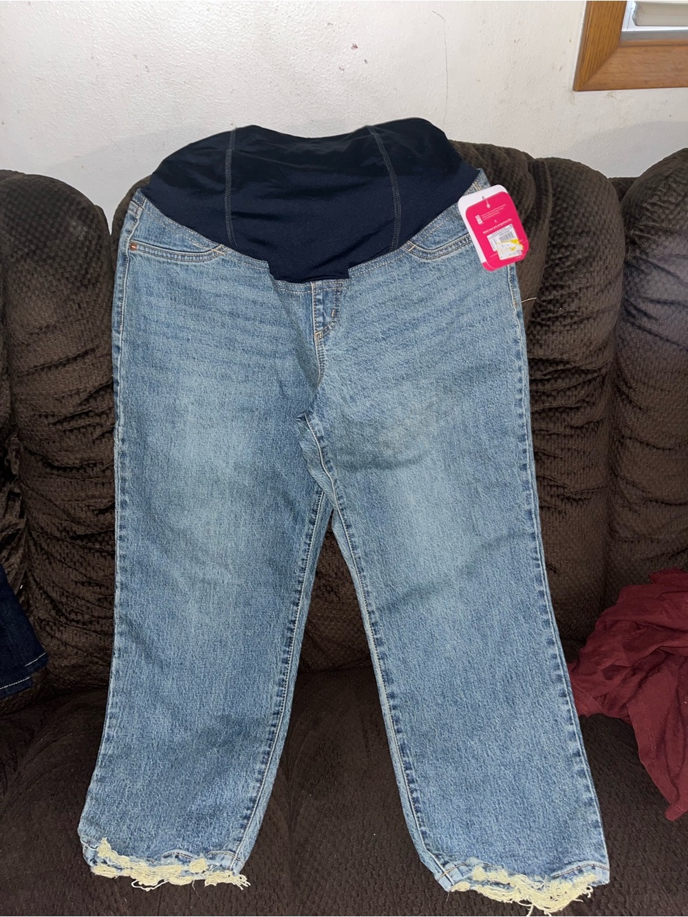 Maternity Light Blue Denim Jeans with Stretch Panel Size 6 NWT